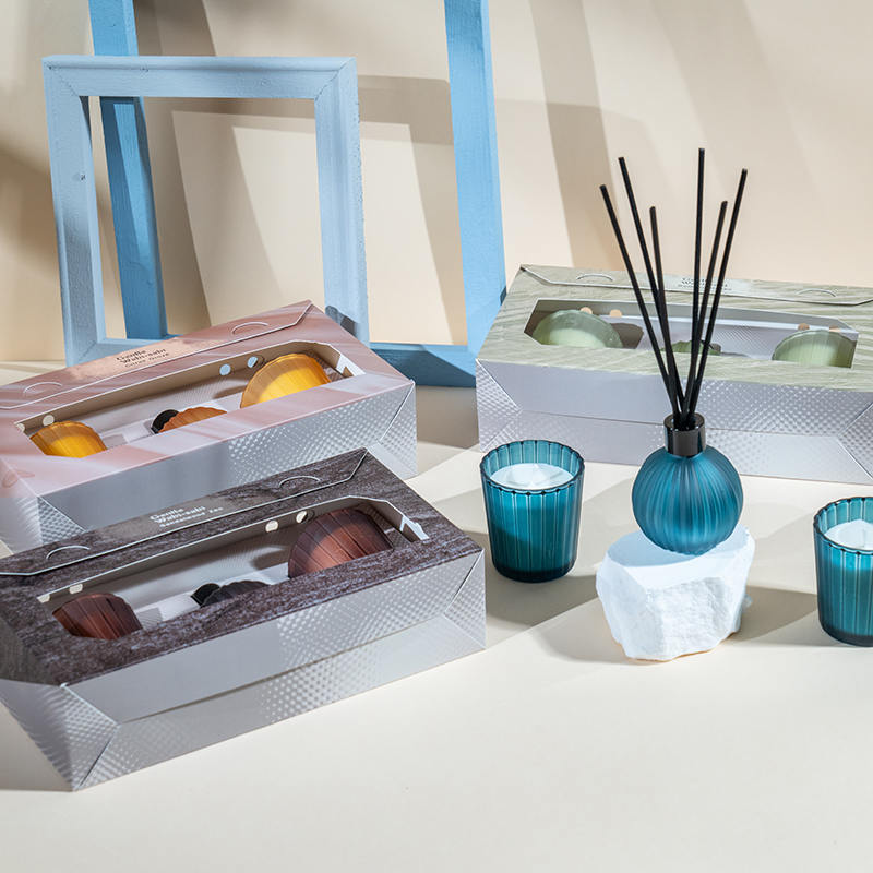 Vertikala randiga små glasögon doftljus X2 Vertikal randig liten glödlampa flyktig reed diffusor flaska