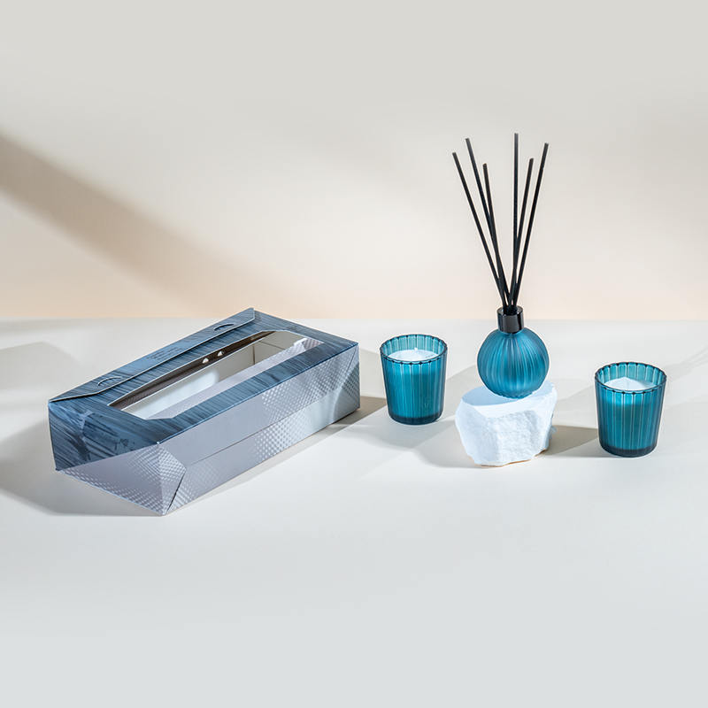 Vertikala randiga små glasögon doftljus X2 Vertikal randig liten glödlampa flyktig reed diffusor flaska