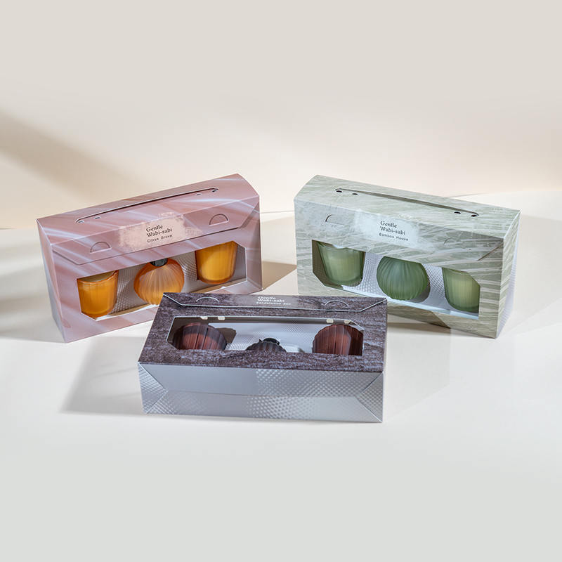 Vertikala randiga små glasögon doftljus X2 Vertikal randig liten glödlampa flyktig reed diffusor flaska