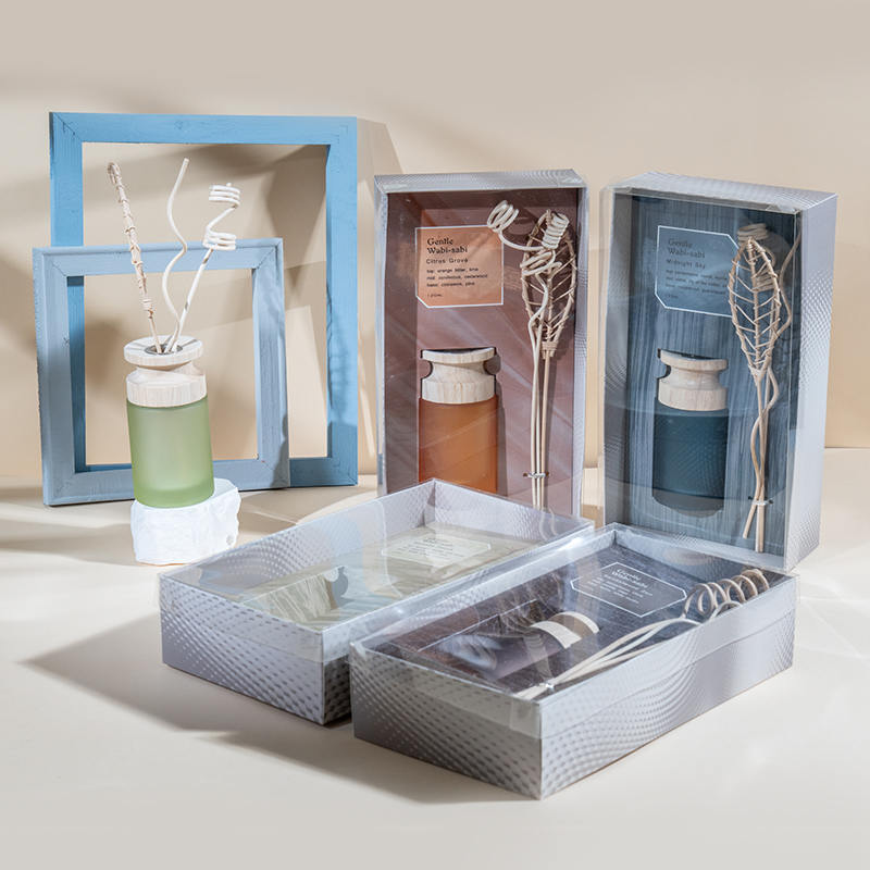 Hög cylindrisk glasflaska premium vass diffusor med trä stick-aroma diffusor säljare