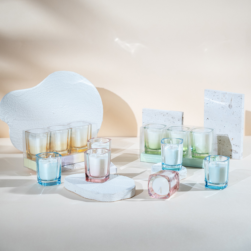 3 st fyrkantiga ljus set med gradientfärg