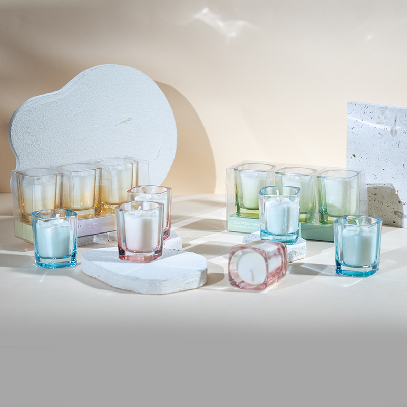 3 st fyrkantiga ljus set med gradientfärg