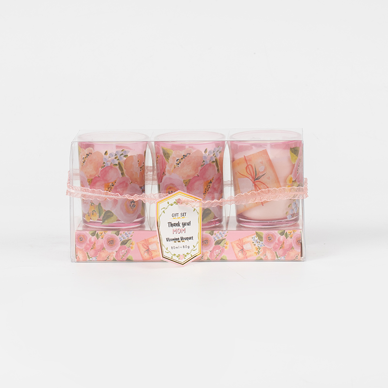 Mors dag klassiska små runda glaskopp doftljus 3st set-eco sojaljus tillverkare