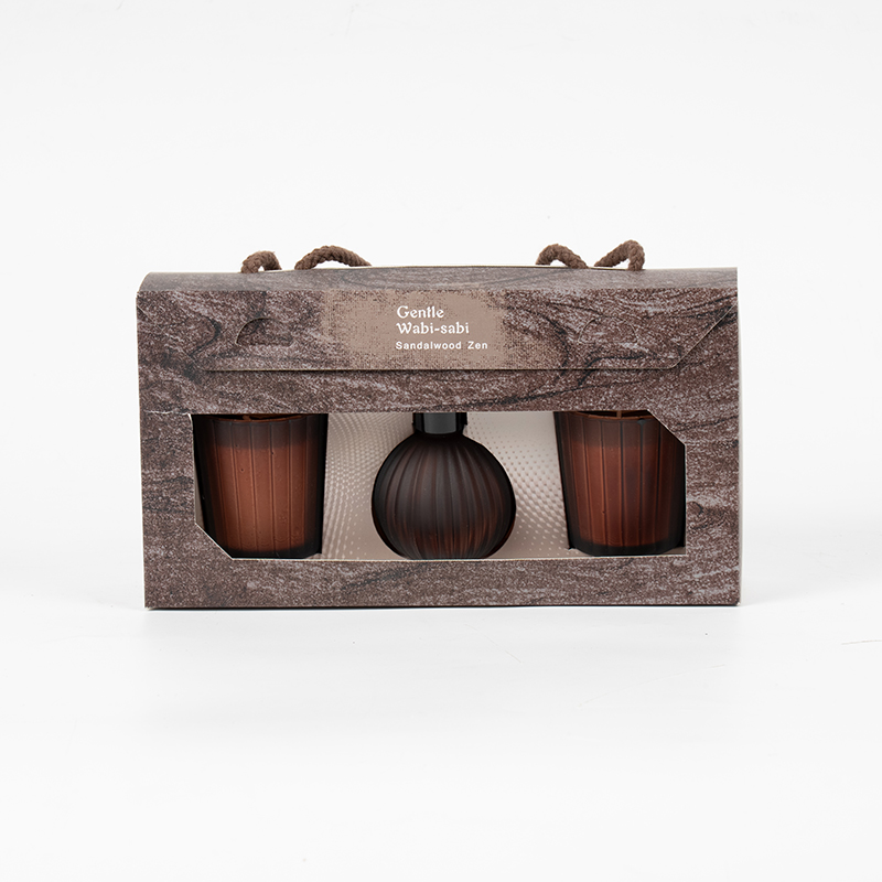 Vertikala randiga små glasögon doftljus X2 Vertikal randig liten glödlampa flyktig reed diffusor flaska