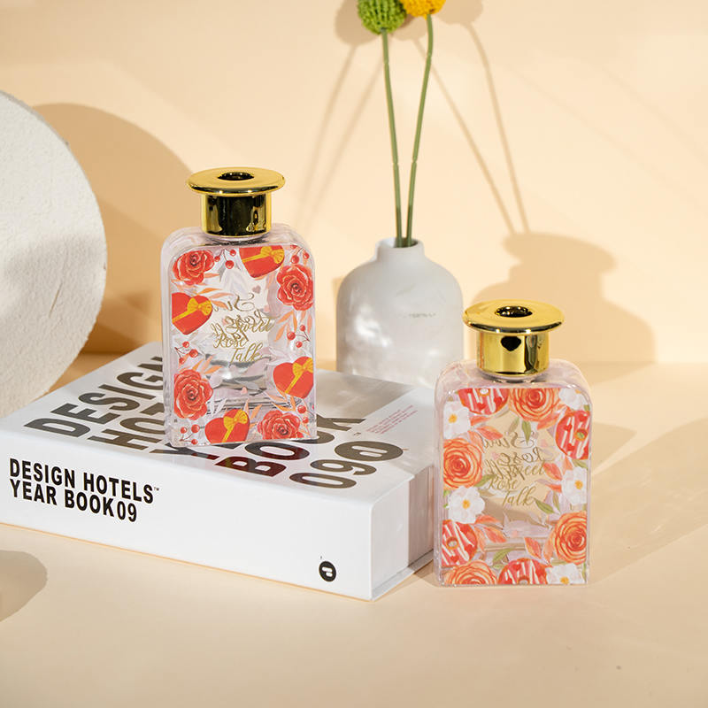 Valentine hög fyrkantig glasflaska vass diffuser-premium olja valentine kollektion